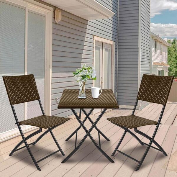 Arcadia Furniture 3 Piece Folding Rattan Coffee Set - Oatmeal | OMF