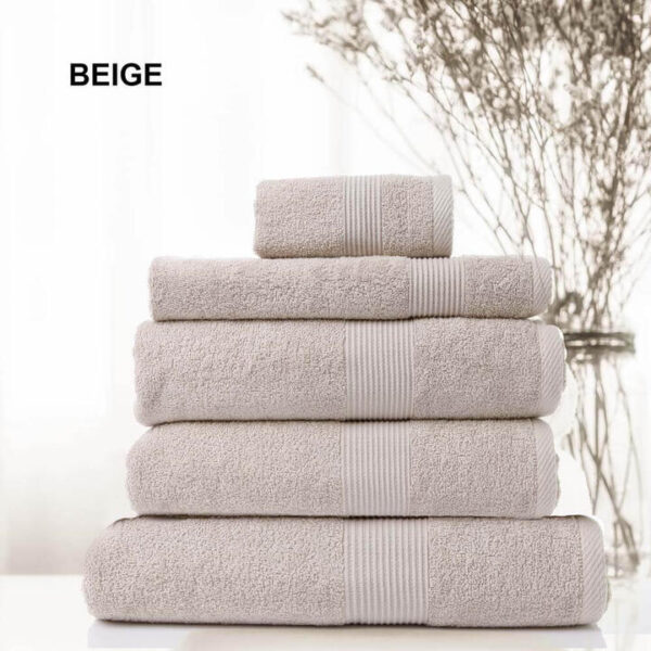 Royal Comfort Cotton Bamboo Towel Set 5 Piece Beige | OMF