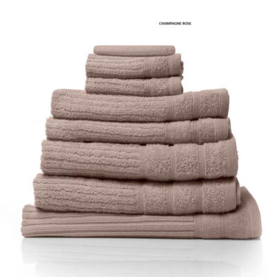 Royal Comfort Eden Egyptian Cotton 600 GSM 8 Piece Towel Pack Champagne Rose | OMF