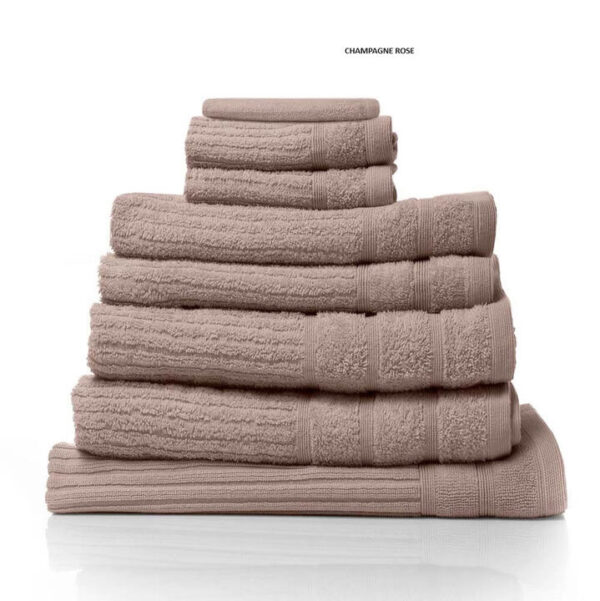 Royal Comfort Eden Egyptian Cotton 600 GSM 8 Piece Towel Pack Champagne Rose | OMF