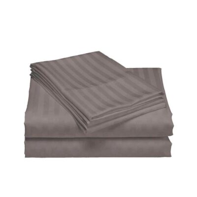 Royal Comfort 1200 Thread Count Damask Stripe Cotton Blend Sheet Set King Pewter | OMF