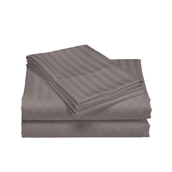 Royal Comfort 1200 Thread Count Damask Stripe Cotton Blend Sheet Set King Pewter | OMF