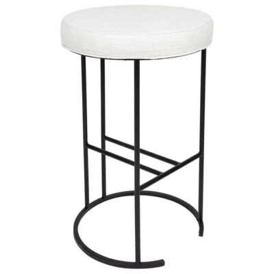 Blackley Black Iron Kitchen Stool Natural Linen | OMF