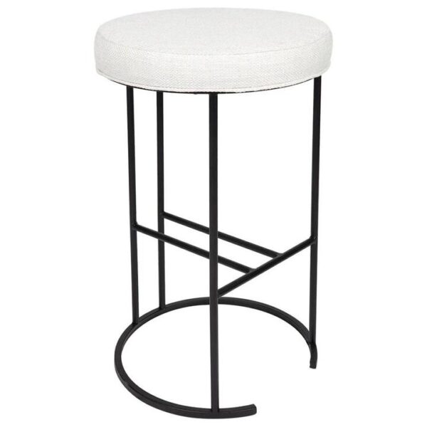 Blackley Black Iron Kitchen Stool Natural Linen | OMF