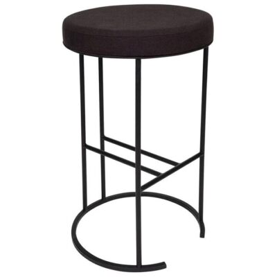 Blackley Black Iron Kitchen Stool Black Linen | OMF