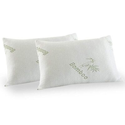 Royal Comfort Bamboo Covered Memory Foam Pillow 2 Pack White | OMF