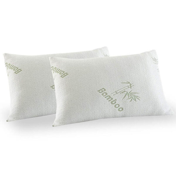 Royal Comfort Bamboo Covered Memory Foam Pillow 2 Pack White | OMF