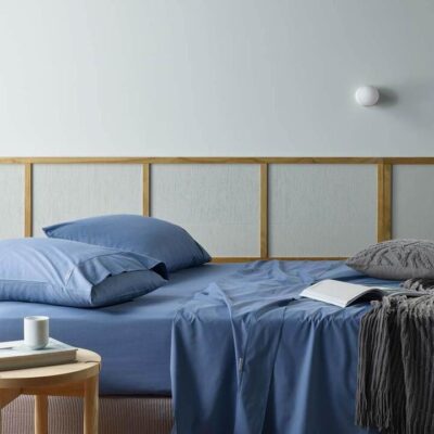 Natural Sleep Recycled Cotton And Bamboo Sheet Set Blue Super King | OMF