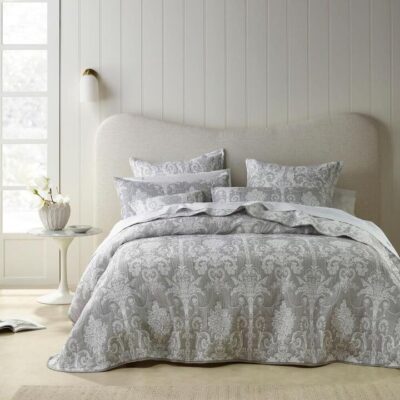 Olivia Super King Grey Coverlet Set | OMF