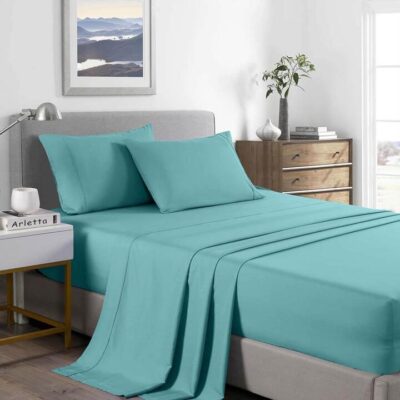 Royal Comfort Bamboo Cooling 2000TC Sheet Set Double Aqua | OMF