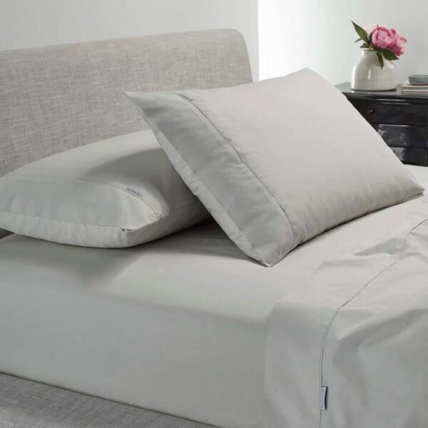 Heston 300TC Cotton Percale Sheet Set Silver Split King | OMF
