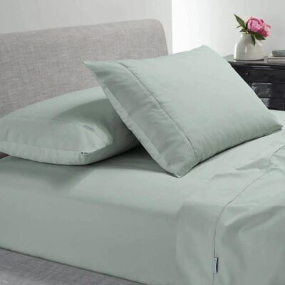 Heston 300TC Cotton Percale Sheet Set Sage Split King | OMF