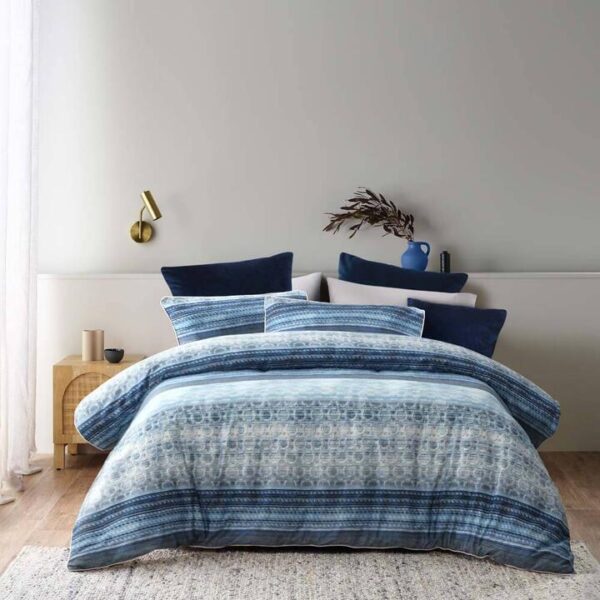 Acacia Quilt Cover Set Blue Super King | OMF