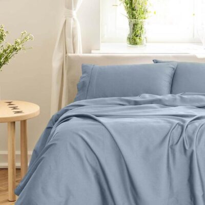Royal Comfort Balmain 1000TC Bamboo Cotton Sheet Set King Blue Fog | OMF