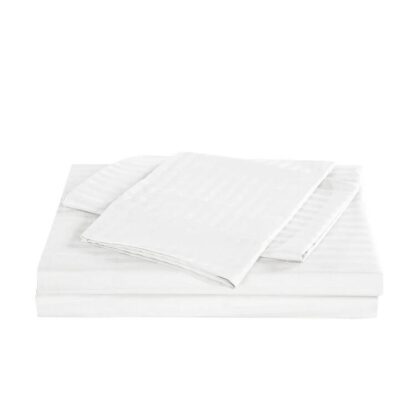Kensington 1200TC Cotton Sheet Set In Stripe Double White | OMF