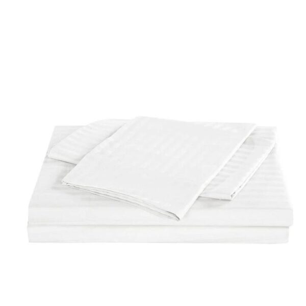 Kensington 1200TC Cotton Sheet Set In Stripe Double White | OMF