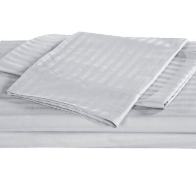 Royal Comfort Kensington 1200TC 100% Cotton Stripe Bed Sheet Set Double Silver | OMF