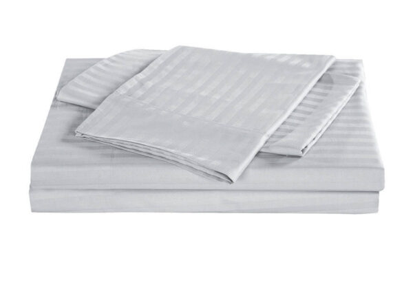 Royal Comfort Kensington 1200TC 100% Cotton Stripe Bed Sheet Set Double Silver | OMF