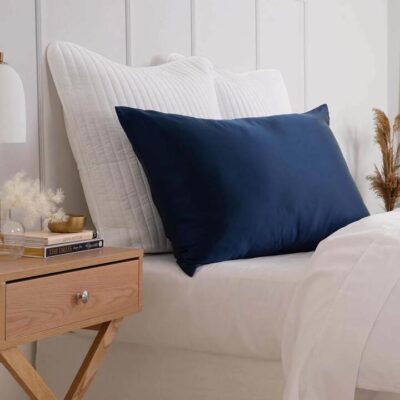 Pure Silk Pillow Case By Royal Comfort-Navy | OMF