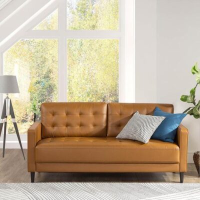 Jazz 3 Seat Sofa Vegan Cognac Faux Leather | OMF