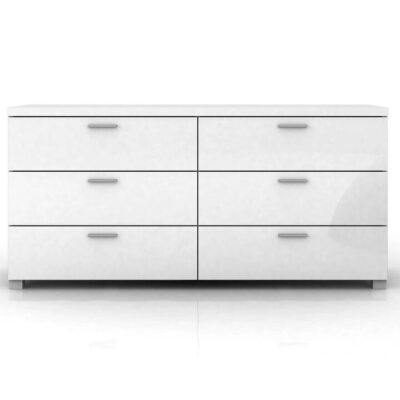 Elisha High Gloss 6 Drawer Chest - White | OMF