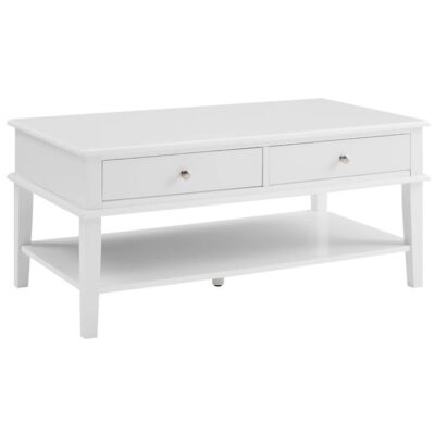 Chloe 2 Drawer 1 Shelf Coffee Table White | OMF