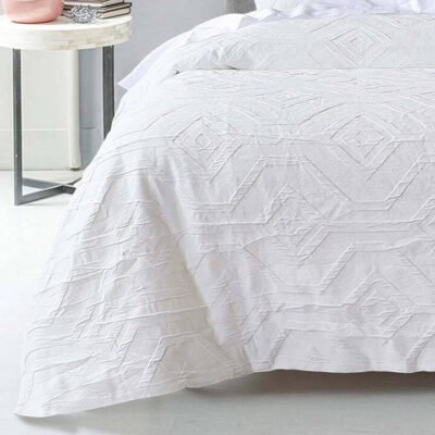 Kora Queen Quilt Cover Set White | OMF