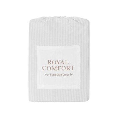 Royal Comfort Striped Quilt Cover Set Queen Grey | OMF