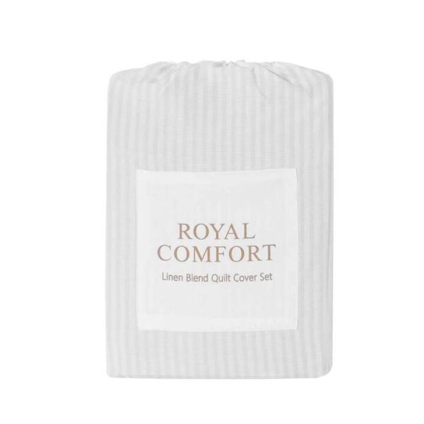 Royal Comfort Striped Quilt Cover Set Queen Grey | OMF