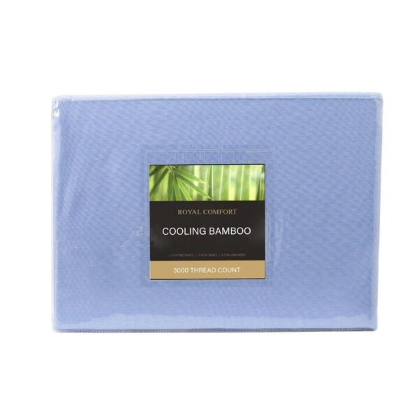 Royal Comfort 3000 Thread Count Bamboo Cooling Sheet Set King Light Blue | OMF
