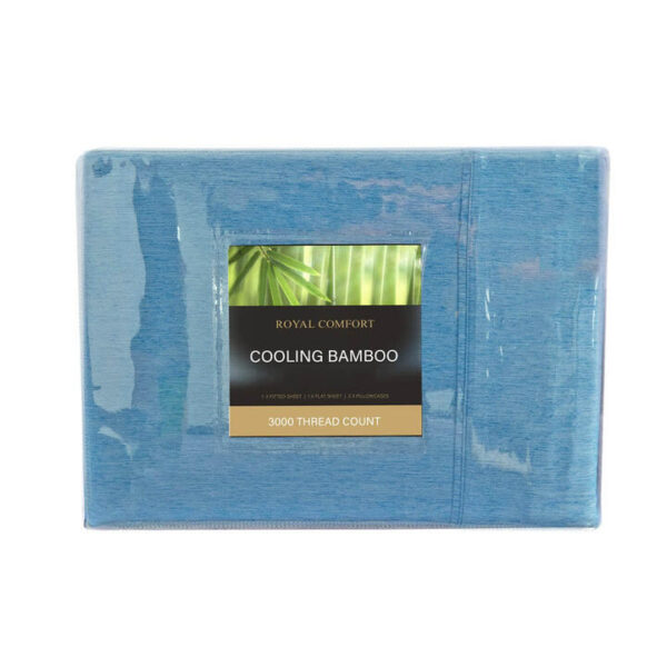 Royal Comfort 3000 Thread Count Bamboo Cooling Sheet Set King Denim | OMF