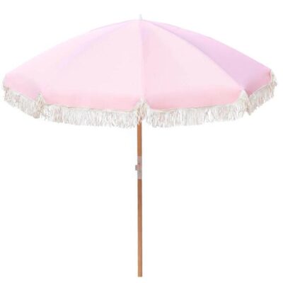 Havana Outdoors Fringed Beach Umbrella - Dusty Rose | OMF