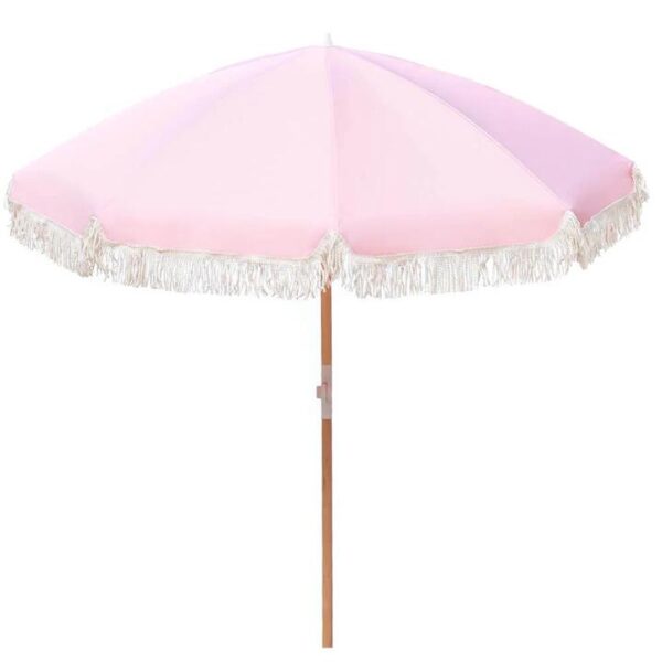 Havana Outdoors Fringed Beach Umbrella - Dusty Rose | OMF