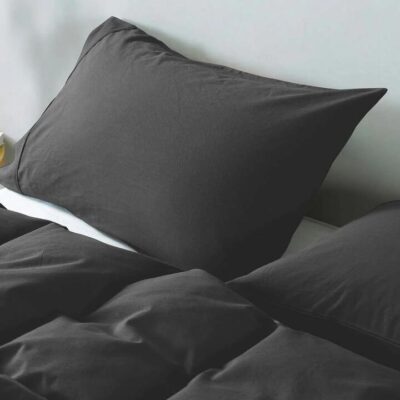 Royal Comfort Jersey Cotton Quilt Cover Set Queen Charcoal Marle | OMF