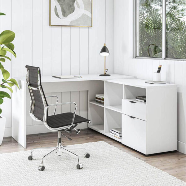 Rico 2 Drawer 5 Compartment Executive Desk White | OMF