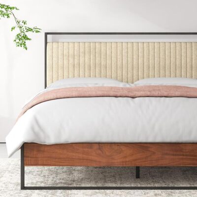 Ilsang Metal and Wood Platform Queen Bed Frame | OMF