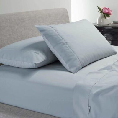 Heston 300TC Cotton Sheet Set Percale Long Single Blue | OMF