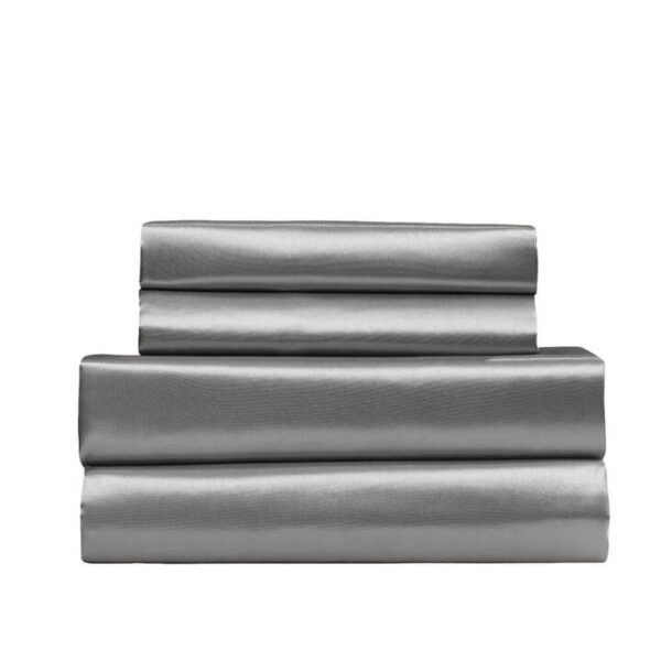 Royal Comfort 4 Piece Satin Sheet Set King Charcoal | OMF