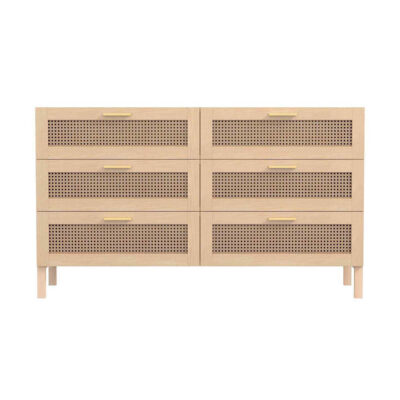 Casa Decor Santiago Rattan Chest Drawers Oak | OMF