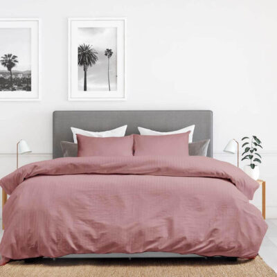 Royal Comfort Kensington 1200TC 100% Cotton Stripe Quilt Cover Set King Desert Rose | OMF