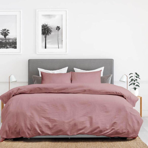 Royal Comfort Kensington 1200TC 100% Cotton Stripe Quilt Cover Set King Desert Rose | OMF