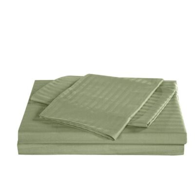 Royal Comfort Kensington 1200TC 100% Cotton Stripe Quilt Cover Set King Olive | OMF