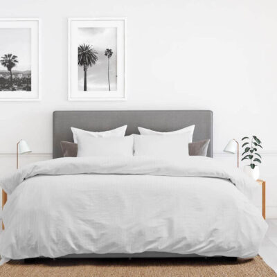 Royal Comfort Kensington 1200TC 100% Cotton Stripe Quilt Cover Set Queen White | OMF