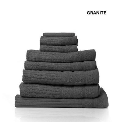 Royal Comfort Eden Egyptian Cotton 600 GSM 8 Piece Towel Pack Granite | OMF