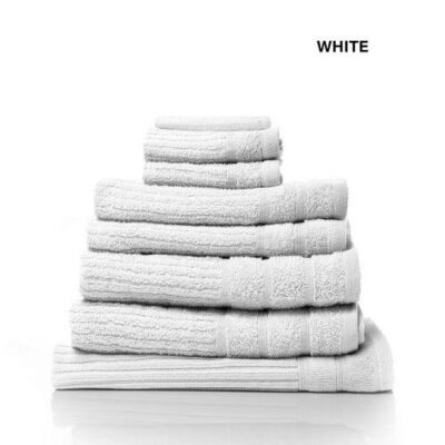 Royal Comfort Eden Egyptian Cotton 600 GSM 8 Piece Towel Pack White | OMF