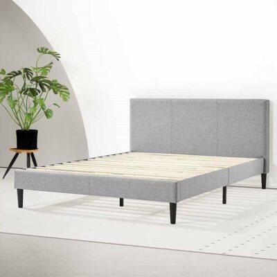 Olivia 30cm Upholstered Double Bed Frame Light Grey | OMF