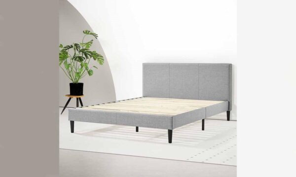 Olivia 30cm Upholstered Double Bed Frame Light Grey | OMF