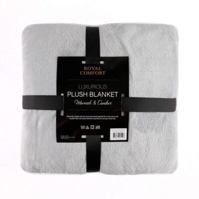 Royal Comfort Plush Light Grey Blanket | OMF