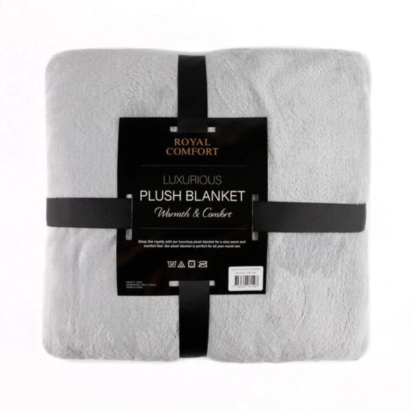 Royal Comfort Plush Light Grey Blanket | OMF