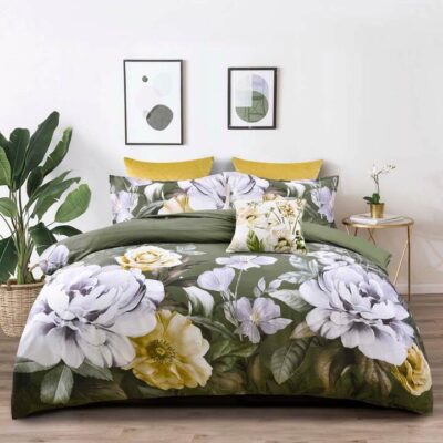 Makayla Quilt Cover Set Green Double | OMF
